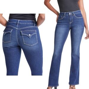 YMI Flare Jeans Women’s 3/26 Medium Wash Denim Back Flap Button Pockets